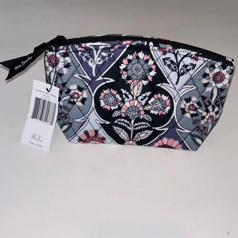 NWT Vera Bradley Ornate Blooms MEdium travel cosmetic make up bag water proof